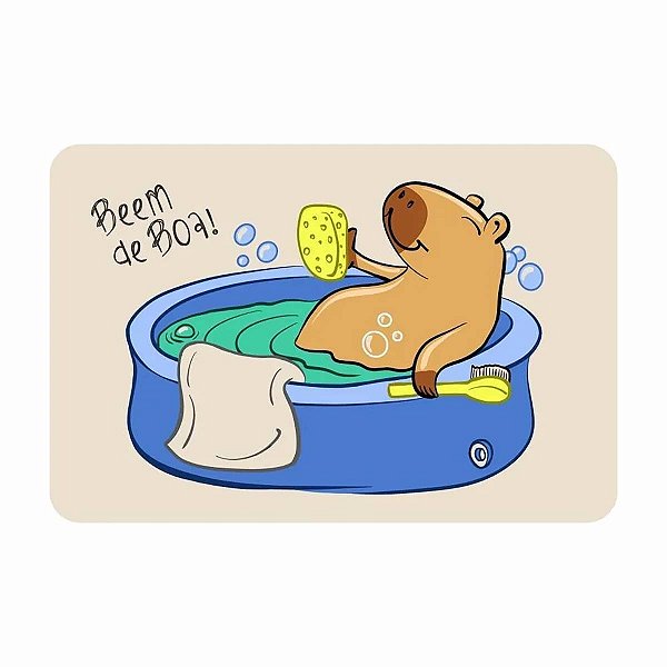 Tapete Banheiro Absorvente Capivara Bem de Boa 0,40X0,60M