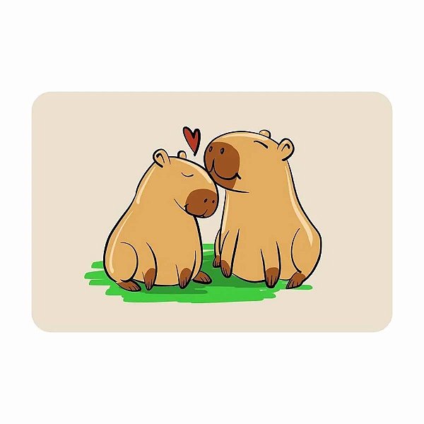 Tapete Banheiro Absorvente Capivara Amor 0,40X0,60M