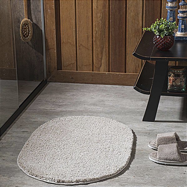 Tapete Banheiro Antiderrapante Cherry Oval Champanhe 0,50X0,70M