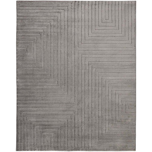 Tapete Sala Macio Alto Relevo Ortogonais Cromio 1,50X2,00M