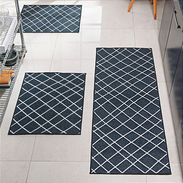 Kit Cozinha 3 peças Antiderrapante Pratik 03 Preto