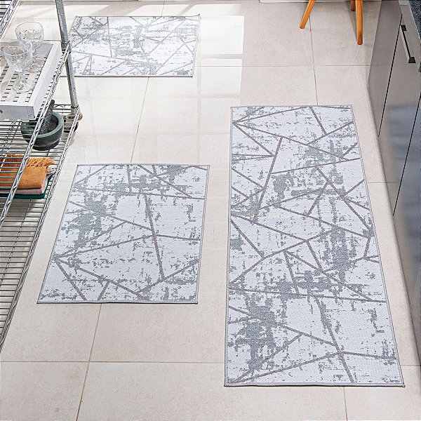 Kit Cozinha 3 peças Antiderrapante Pratik 03 Cinza