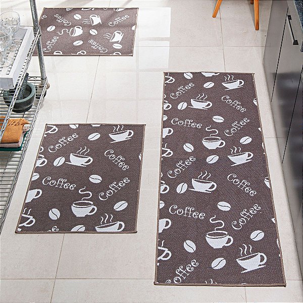 Kit Cozinha 3 peças Antiderrapante Pratik Coffee