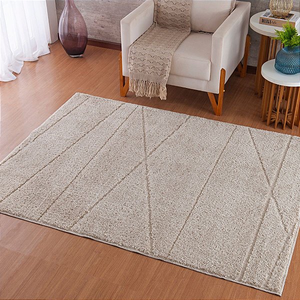 Tapete Sala Alto Baixo Relevo Jazz 201 Perola 1,00X1,50M