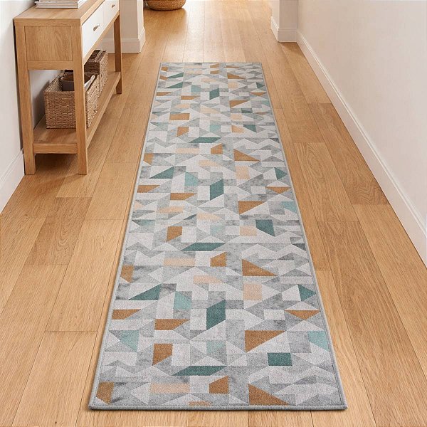 Passadeira Sala Antiderrapante Geométrico Belga Domani