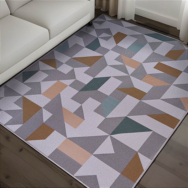 Tapete Sala Quarto Antiderrapante Geométrico Belga Domani