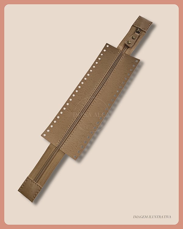 Zíper para Bolsa de Crochê Bege - M