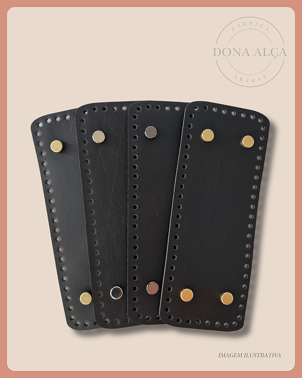 Fundo para Bolsa de Crochê Retangular P com Bailarina - Preto (8x20) Furos 3mm