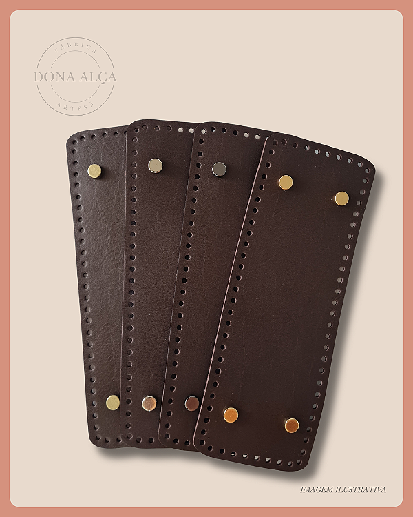 Fundo para Bolsa Retangular M com Bailarina - Café (9x25) Furos 3mm