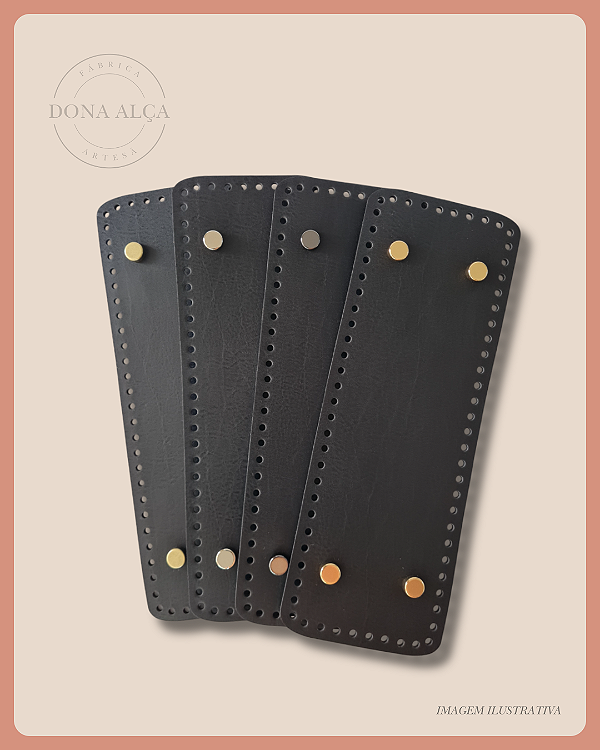 Fundo para Bolsa de Crochê Retangular M com Bailarina - Preto (9x25) Furos 3mm