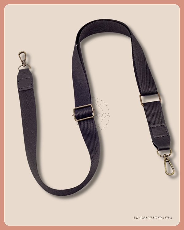 Alça Tiracolo em Fita com Regulador para Bolsa - Preta (3cm)
