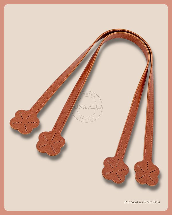Alça Flor para Bolsa de Crochê - Caramelo