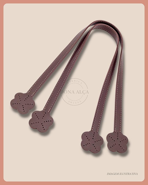 Alça Flor para Bolsa de Crochê - Café