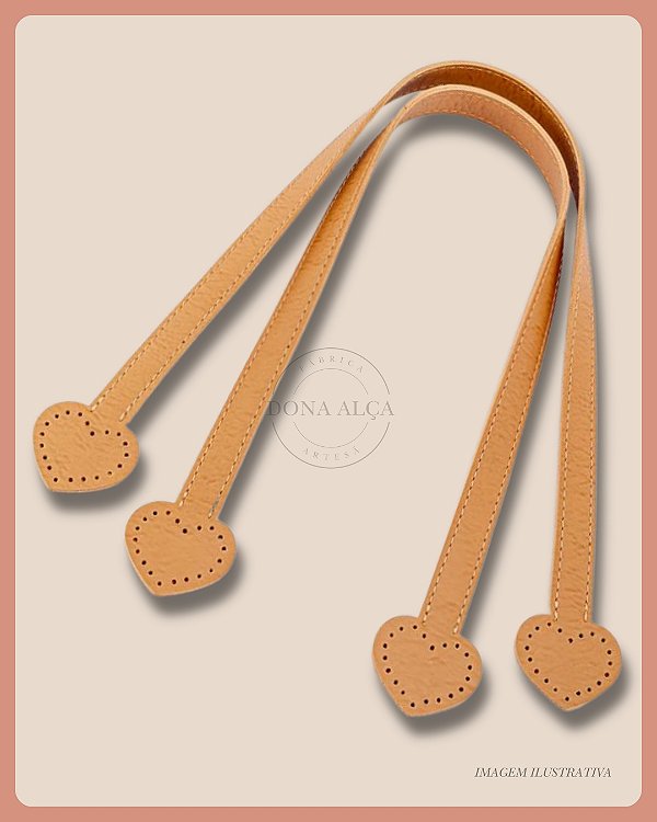 Alça Coração para Bolsa de Crochê - Bege