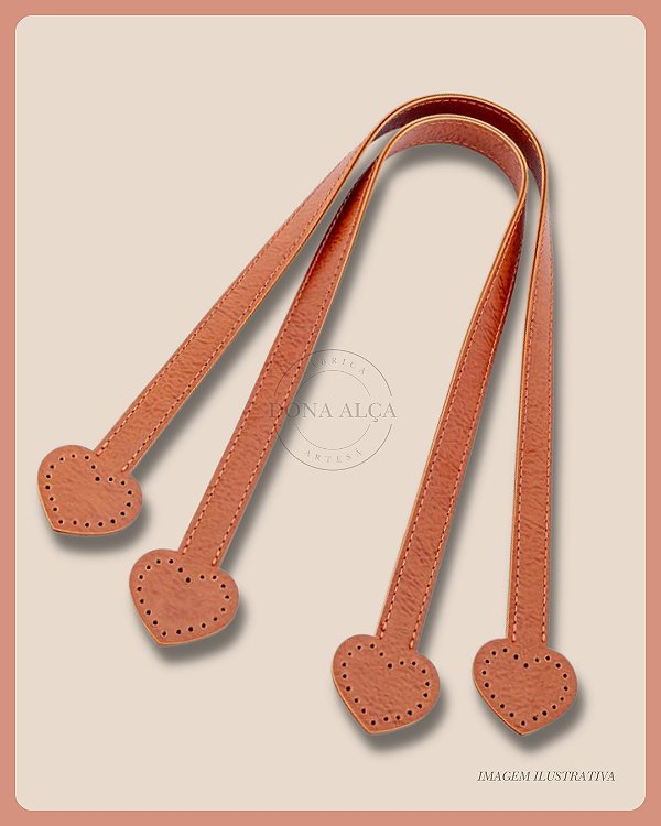 Alça Coração para Bolsa de Crochê - Caramelo