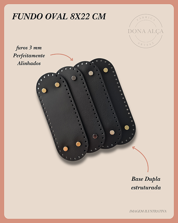 Fundo para Bolsa Oval M com Bailarina - Preto (8x22)