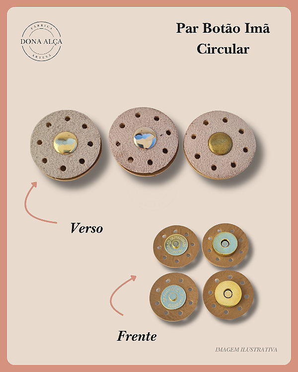 Botão imã circular - Bege