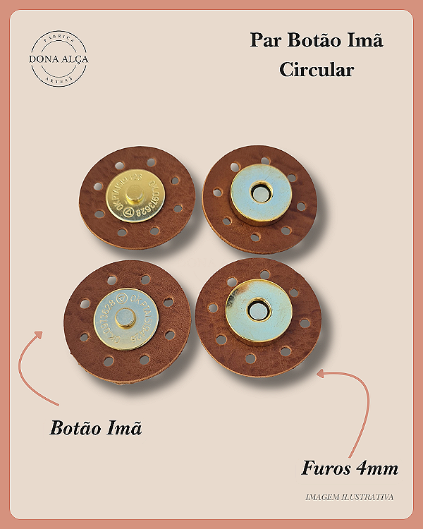 Botão imã circular - Par
