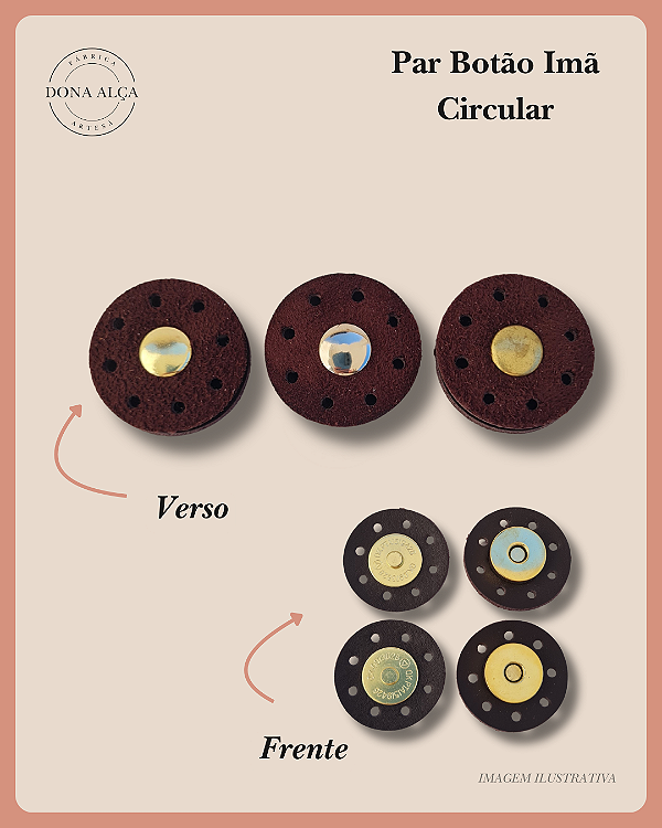 Botão imã circular - Café