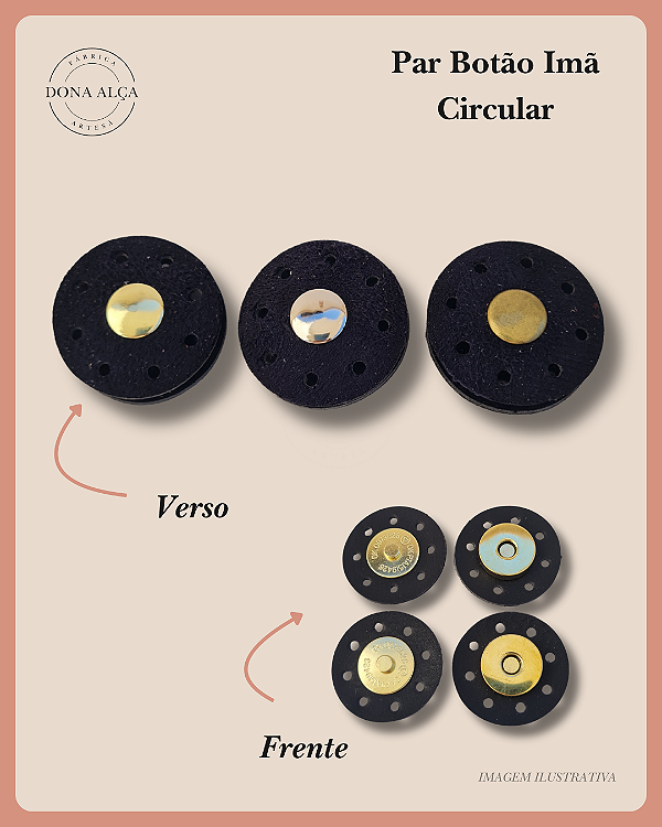 Botão imã circular - Preto