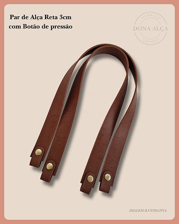 Alça Reta com Botão 3cm - Caramelo