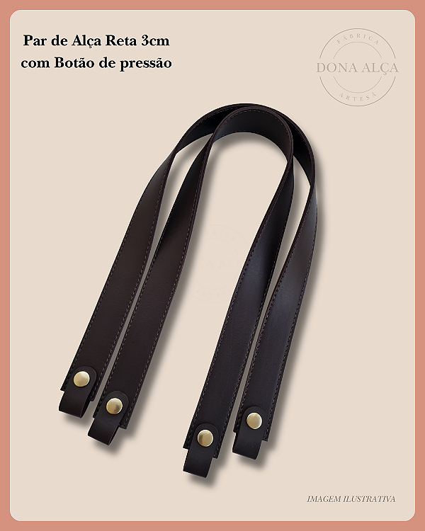 Alça Reta com Botão 3cm - Café