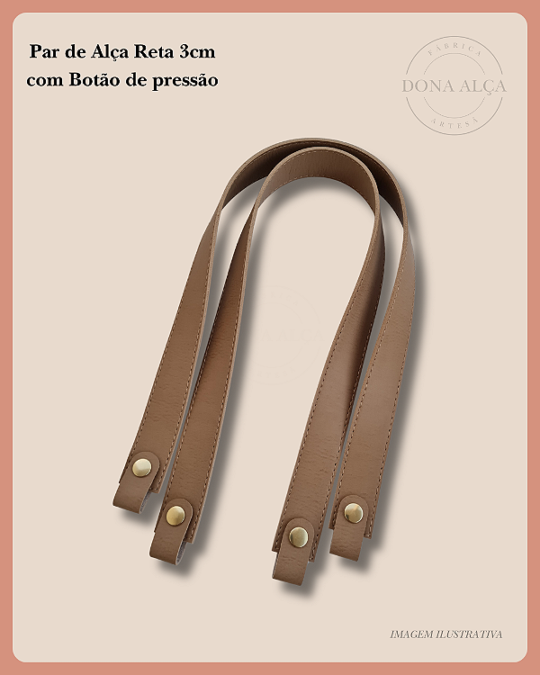 Alça Reta com Botão 3cm - Bege