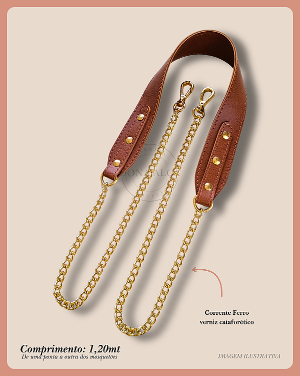 Alça Elegance c/ Corrente (banho cataforético) Dourada - Básica e Color