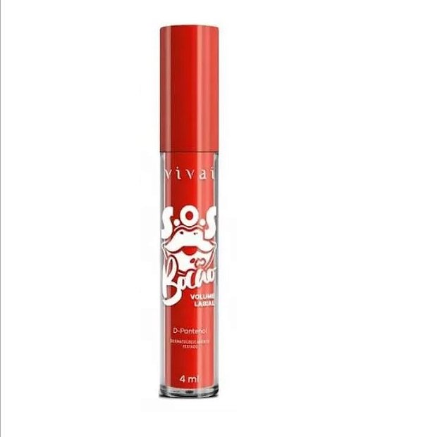 Lip Gloss Batom Volumoso Sos Bocão - Hidratação E Volume - Vermelho