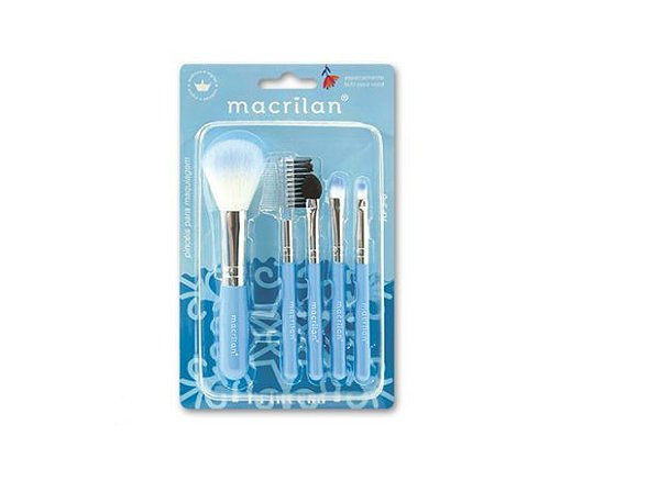 Kit com 5 Pincéis para Maquiagem Macrilan Princess – KP9-6-Azul
