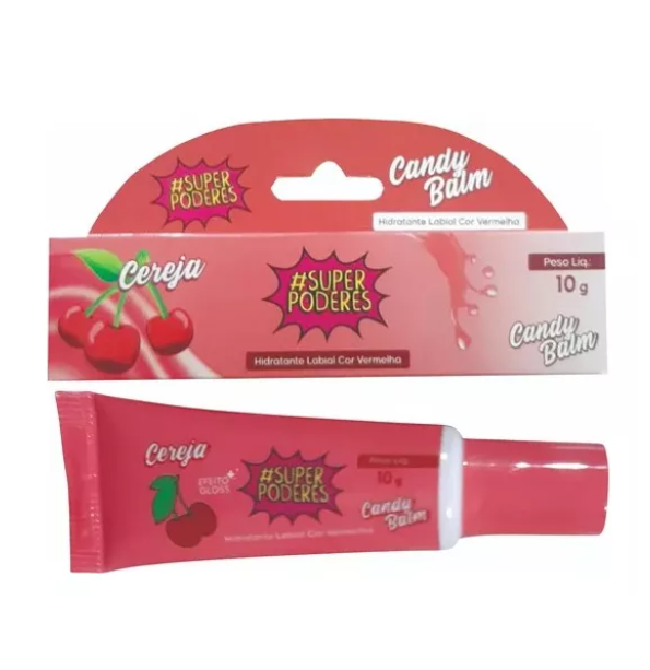 Candy Balm Hidratante Labial Gloss Cereja - Super Poderes