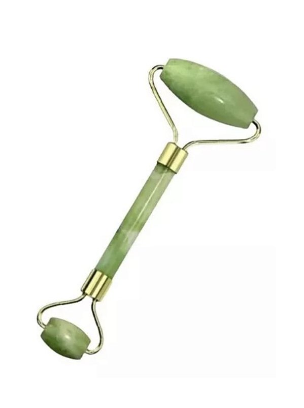 Rolinho De Pedra Jade Massageador Facial Anti Rugas Cor Pedra Verde