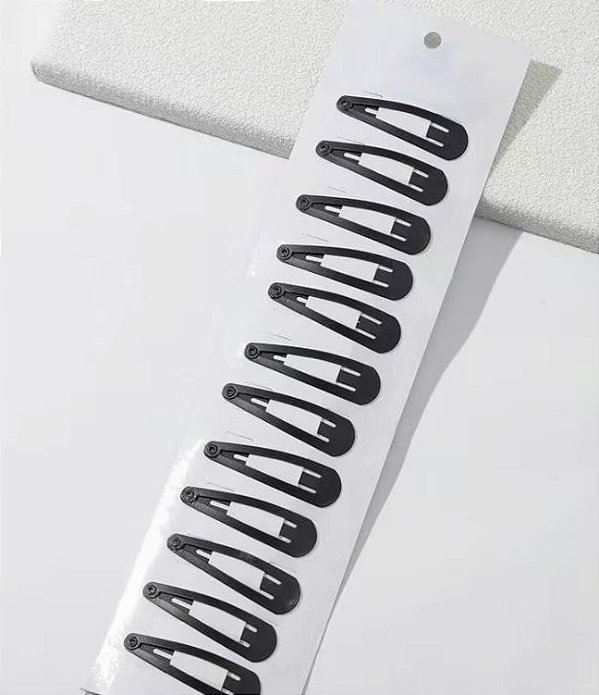 Kit com 12 presilhas pretas tic tac dia a dia acessório de cabelo