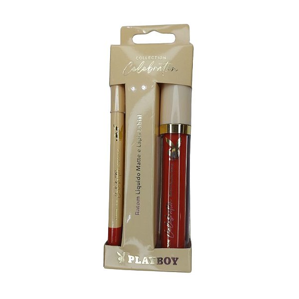 Kit Batom Líquido Matte + Lápis Labial by Play Boy - Cor C