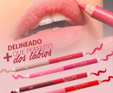 Lápis Labial Duo Miamake Matte/Fosco Lápis de Boca com Duas Pontas para Contorno dos Lábios com Apontador
