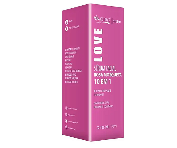 Sérum Facial Rosa Mosqueta 10 em 1 Max Love 30ml