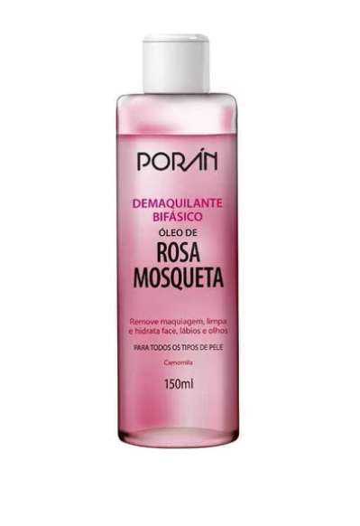 Demaquilante Bifasico Rosa Mosqueta 150ml Poran