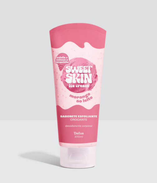 Sabonete esfoliante crocante (MORANGO AO LEITE) – Sweet Skin ice cream