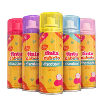 Tinta Para Cabelo Spray Cores Sortidas 150ml - Discoteen (unidade)