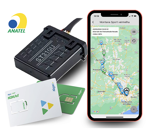 Rastreador suntech ST310U + APP e chip multioperadora gratuito por 1 ano