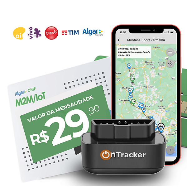 Rastreador NT40 OBD 4G – Plug & Play, Chip M2M Incluso e App Ontracker