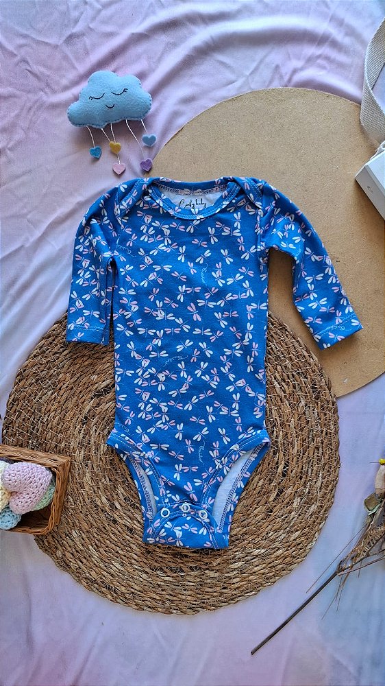 Body Manga Longa Feminino Libélulas