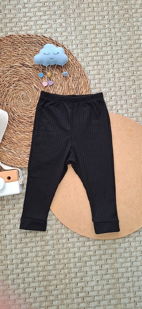Calça canelada preta