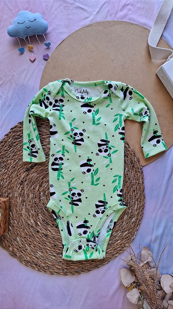 Body Manga Longa Masculino Panda