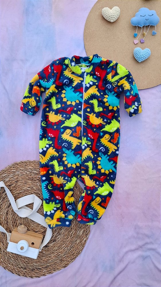 Macacão Fleece Masculino Dinossauros Color