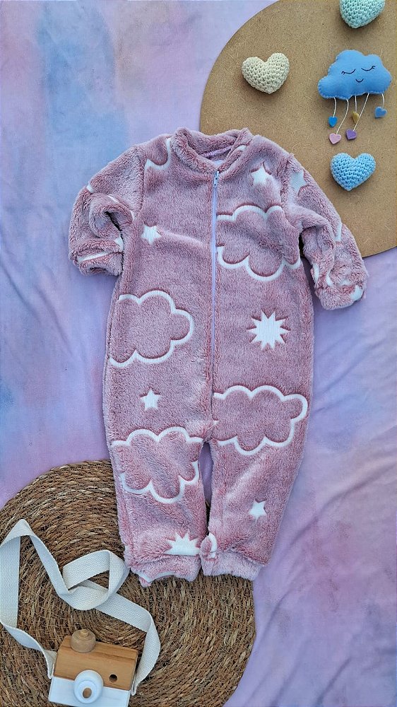 Macacão Fleece Feminino Nuvens