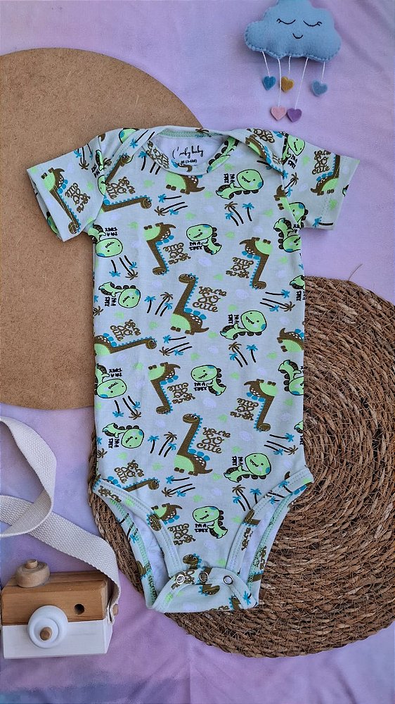 Body Manga Curta Masculino Dino Green
