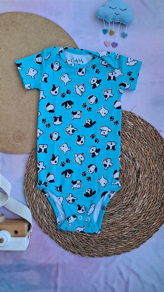 Body Manga Curta Unissex Cachorrinho