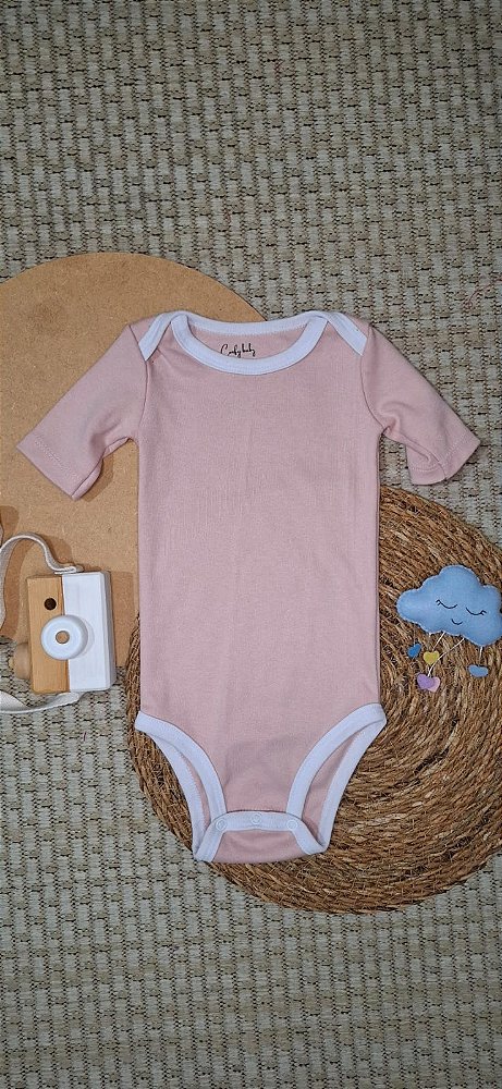 Body Manga Curta Rosê