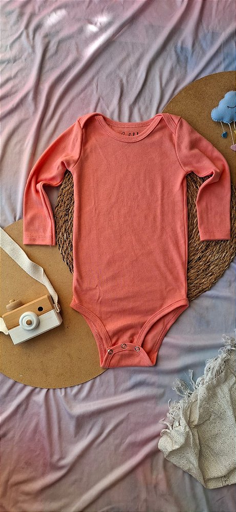 Body Manga Longa Salmão